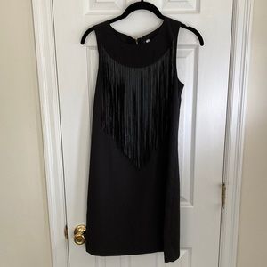 Black party dress with ribbon detail